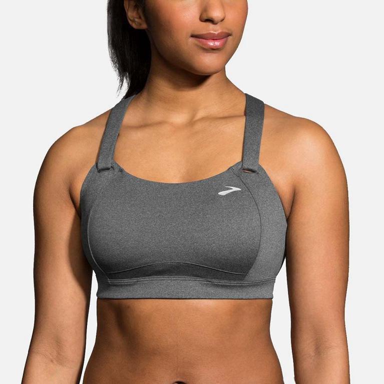 Brooks Juno Sports Running Bra - Women's - Grey (36051-ILFJ)